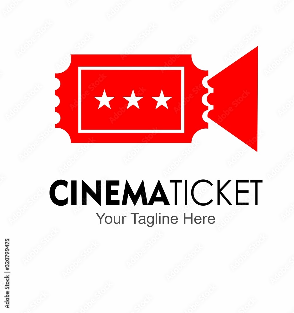 cinema ticket logo design vector