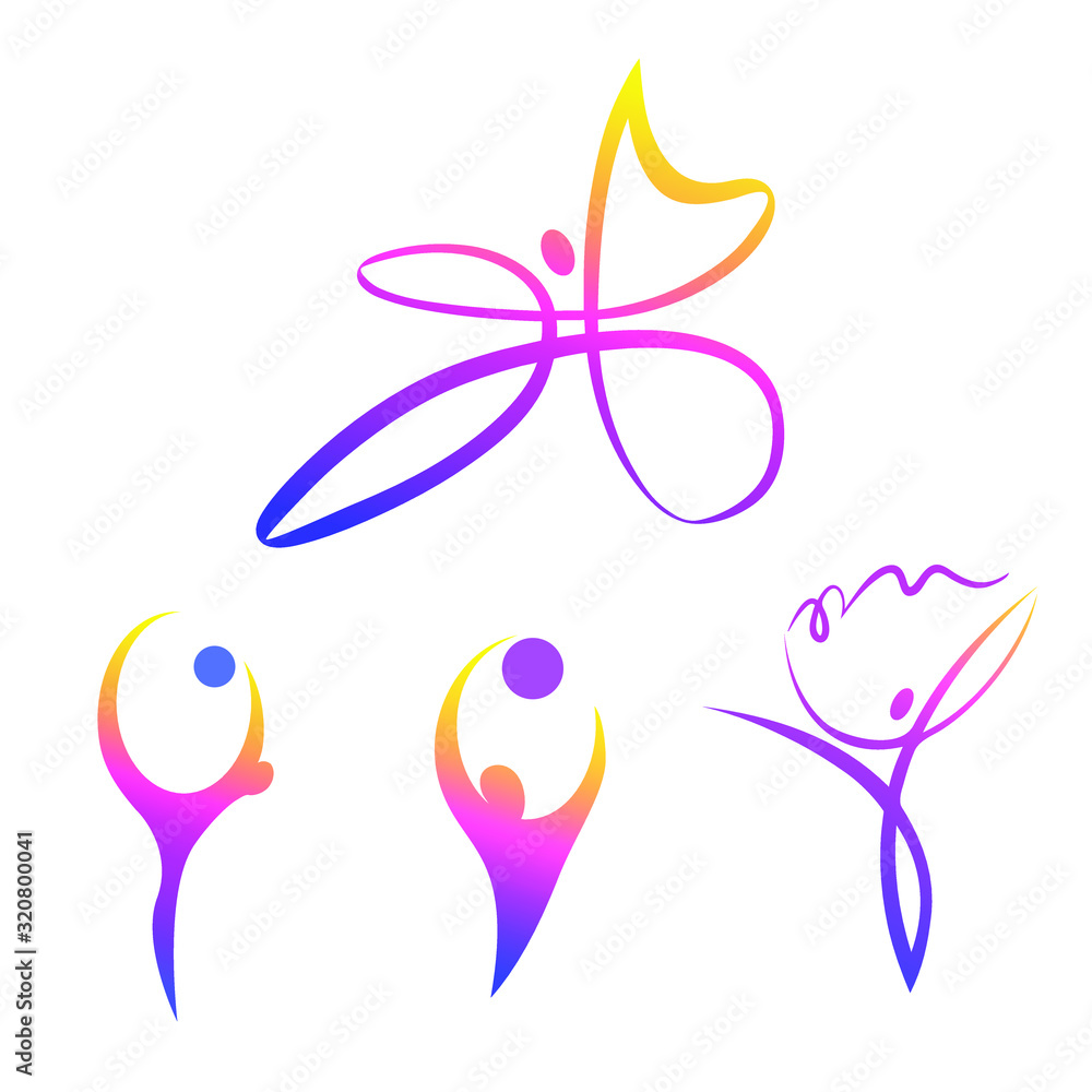 Rhythmic gymnastics logo. Set of  sport design elements.