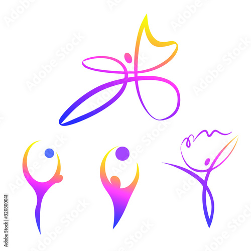 Rhythmic gymnastics logo. Set of  sport design elements.