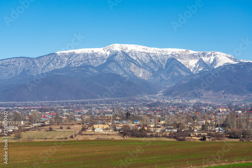 Panoramic view of the Ismayilli city, located in the north of Azerbaijan photo