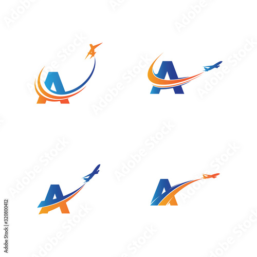 letter A Air travel logo design template-vector