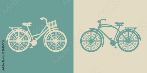 vector vintage bicycles with retro design photo