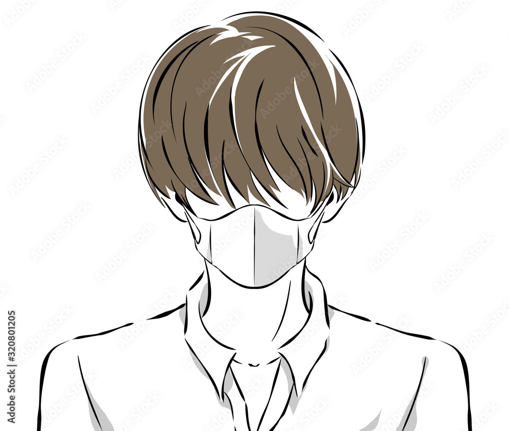 custom made wallpaper toronto digital前髪で目を隠している立体マスクをした男性