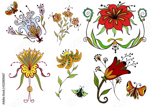 Flower set. Vector illustration hand drawing