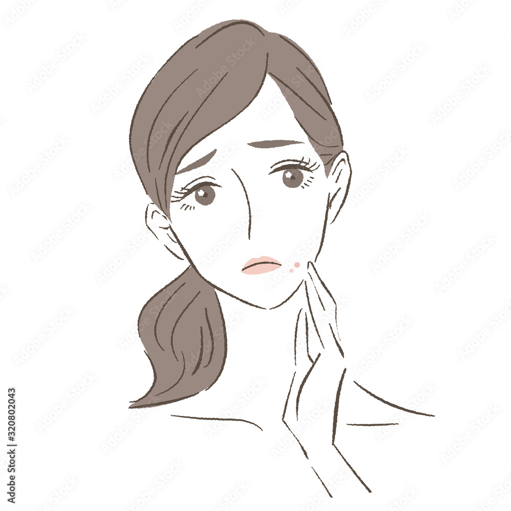 ニキビに悩む女性 ニキビに悩む女性