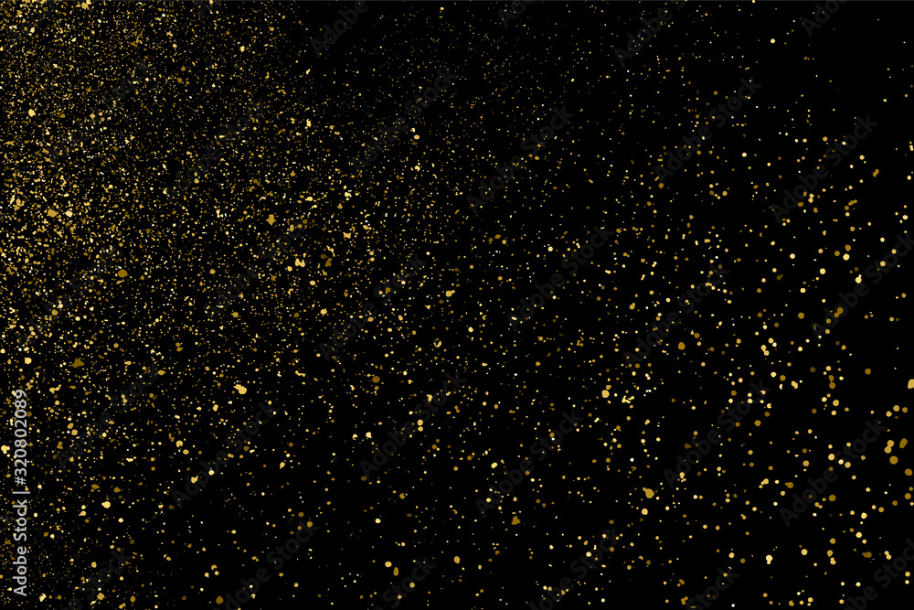 Gold glitter texture isolated on black. Amber particles color. Celebratory background. Golden explosion of confetti. Vector illustration,eps 10. Gold glitter texture isolated on black. Amber particles color. Celebratory background. Golden explosion of confetti. Vector illustration,eps 10.