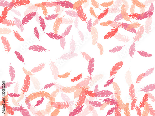 Flying feather elements airy vector design.