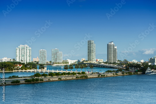 Macarthur Causeway aerial view, Miami. © elvirkin
