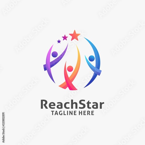 Reaching star logo design