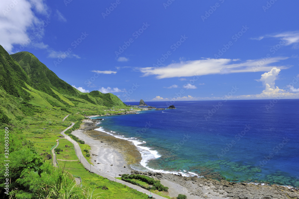 Side shot of the coast in Lanyu island Side shot of the coast in Lanyu island