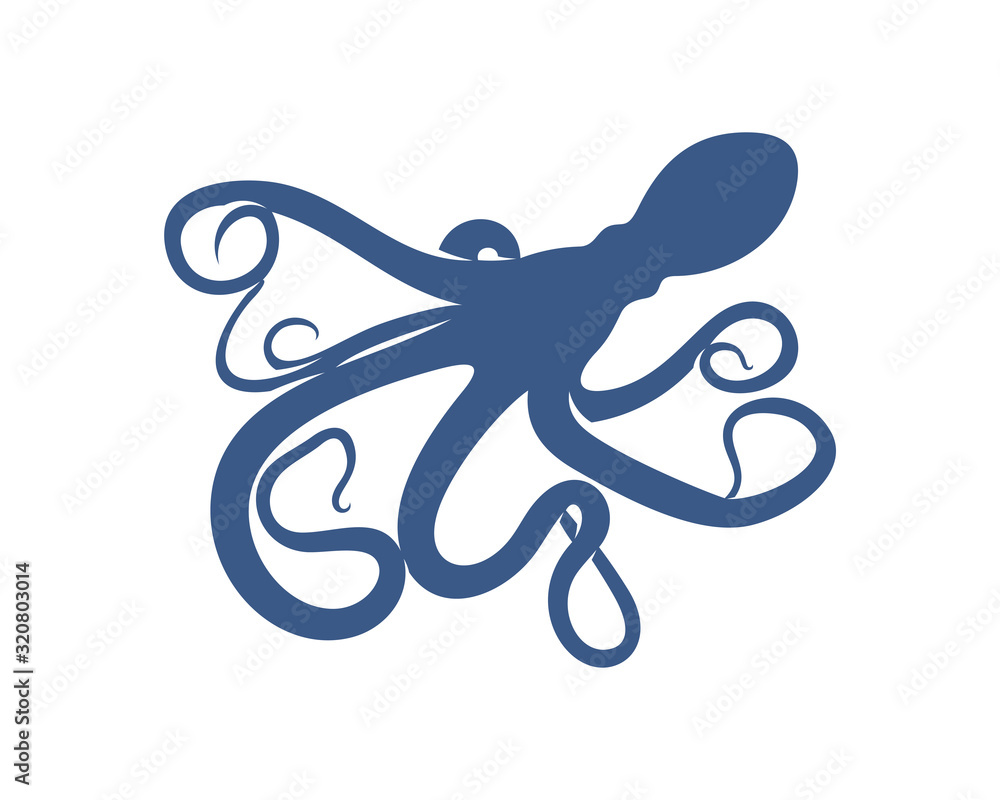 Octopus logo vector template. Isolated octopus design on white background. Illustration