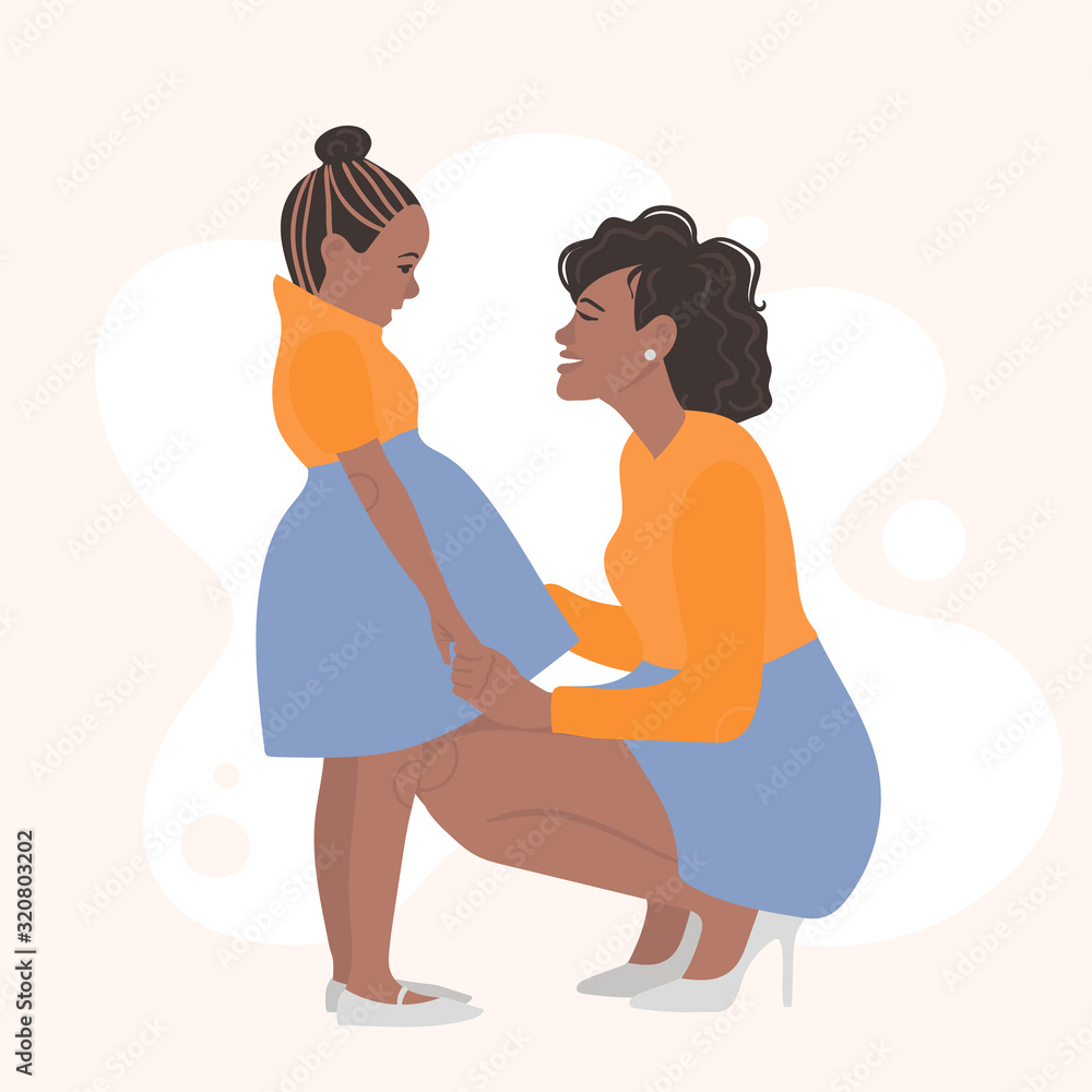 Happy Mother's Day greeting card. Vector illustration with African-American woman and baby. Design element for card, poster and banner. Happy Mother's Day greeting card. Vector illustration with African-American woman and baby. Design element for card, poster and banner.