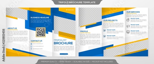 business trifold brochure template design with simple layout and minimalist style use for business profile and promotion kit