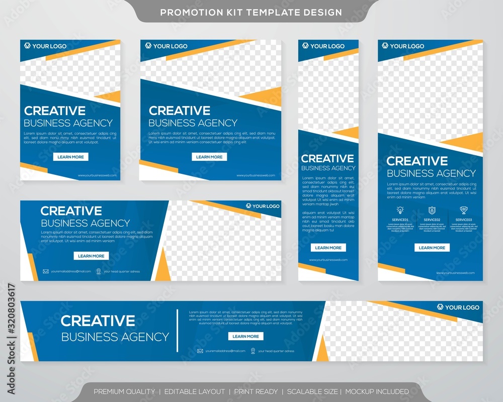 set of promotion kit template design with simple layout and minimalist