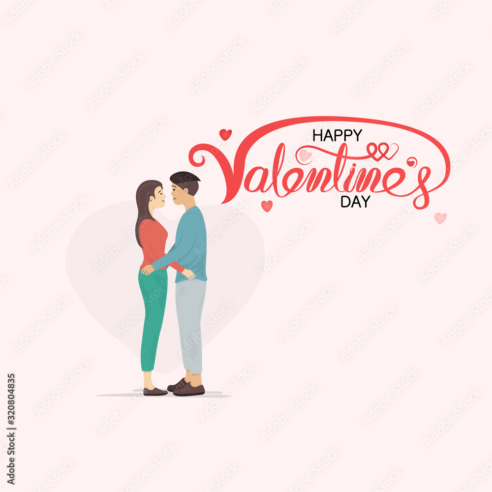 Happy Valentines Day 14 February illustration.Romantic happy loving couple.Valentine's Day, love & relationships.Happy Valentines Day vector illustration. Happy Valentines Day 14 February illustration.Romantic happy loving couple.Valentine's Day, love & relationships.Happy Valentines Day vector illustration.