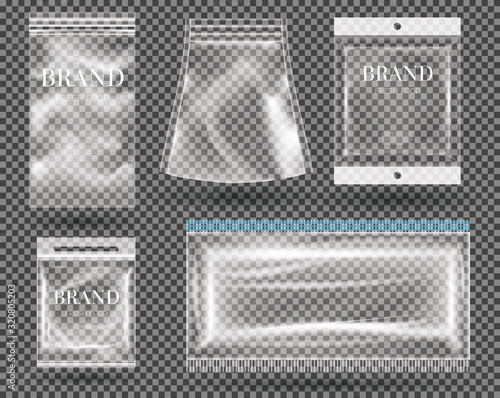 Set Of Transparent Empty Plastic Packaging.