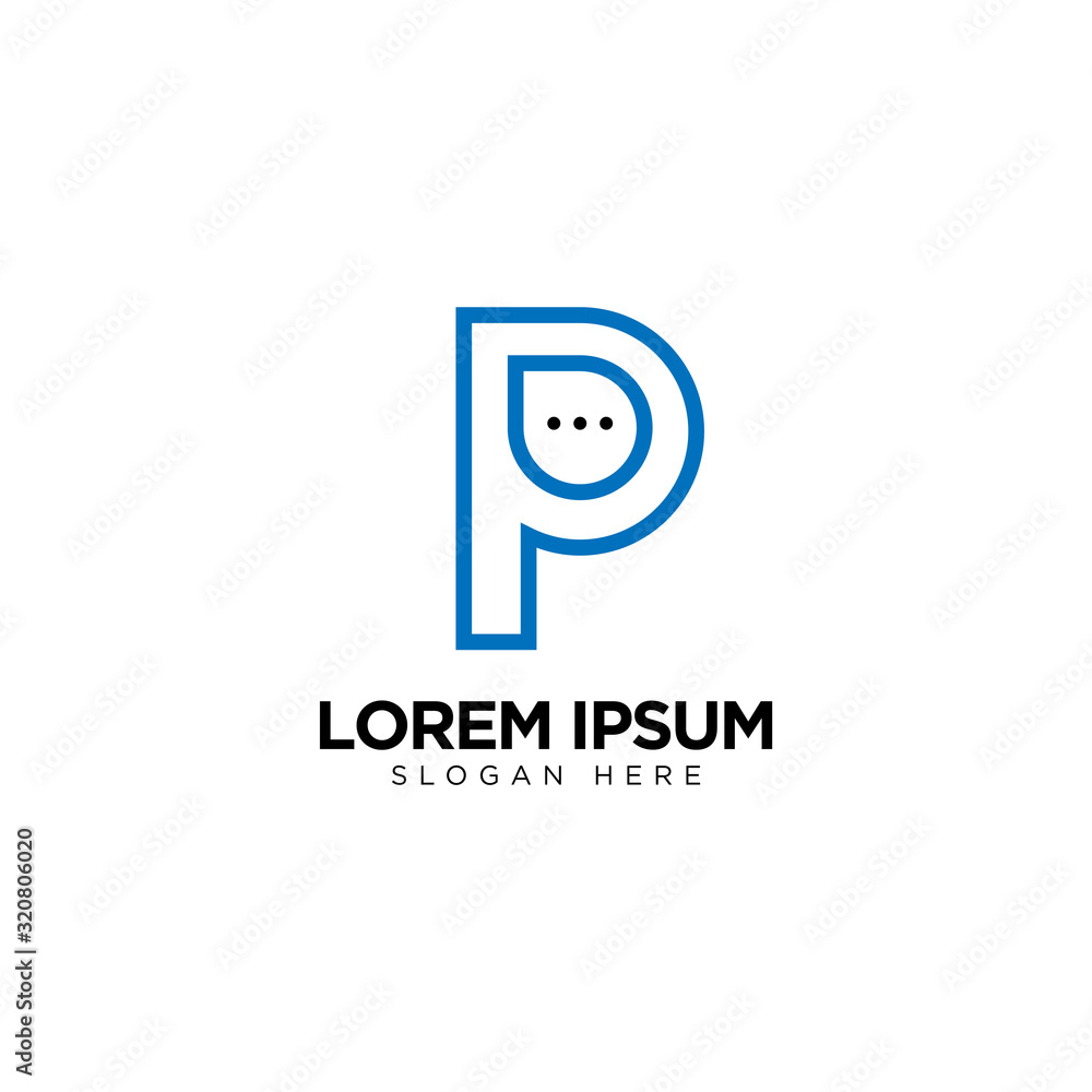 Letter P Chat Logo Template Vector Design Message Icon