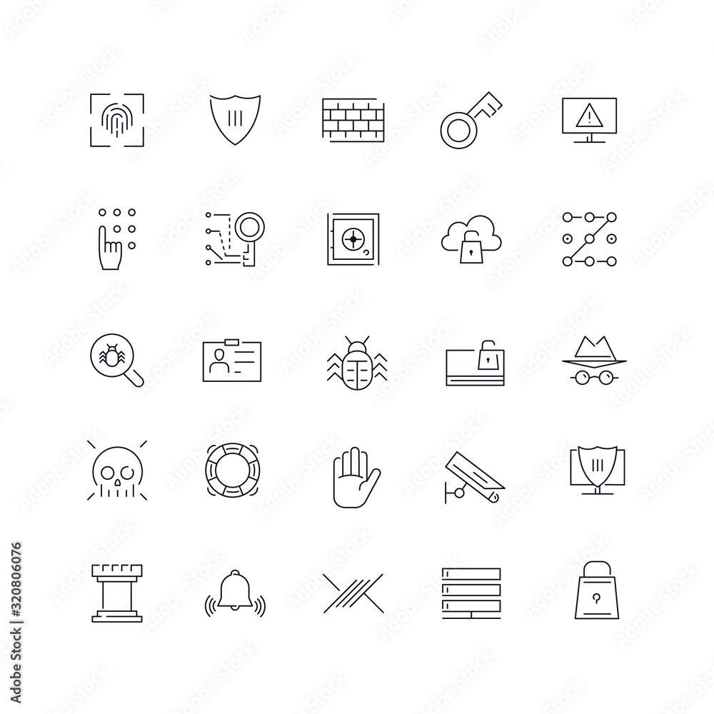 Line icons set. Security pack. Vector illustration