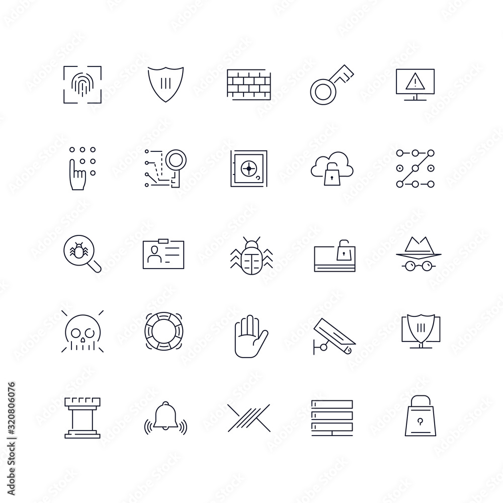 Line icons set. Security pack. Vector illustration Line icons set. Security pack. Vector illustration