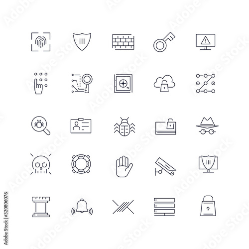 Line icons set. Security pack. Vector illustration