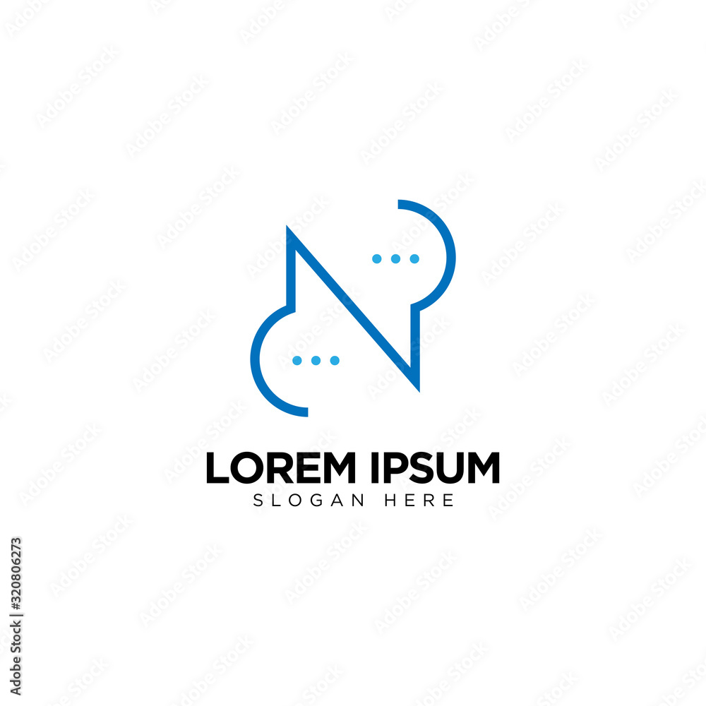 Letter N Chat Logo Template Vector Design Message Icon Letter N Chat Logo Template Vector Design Message Icon
