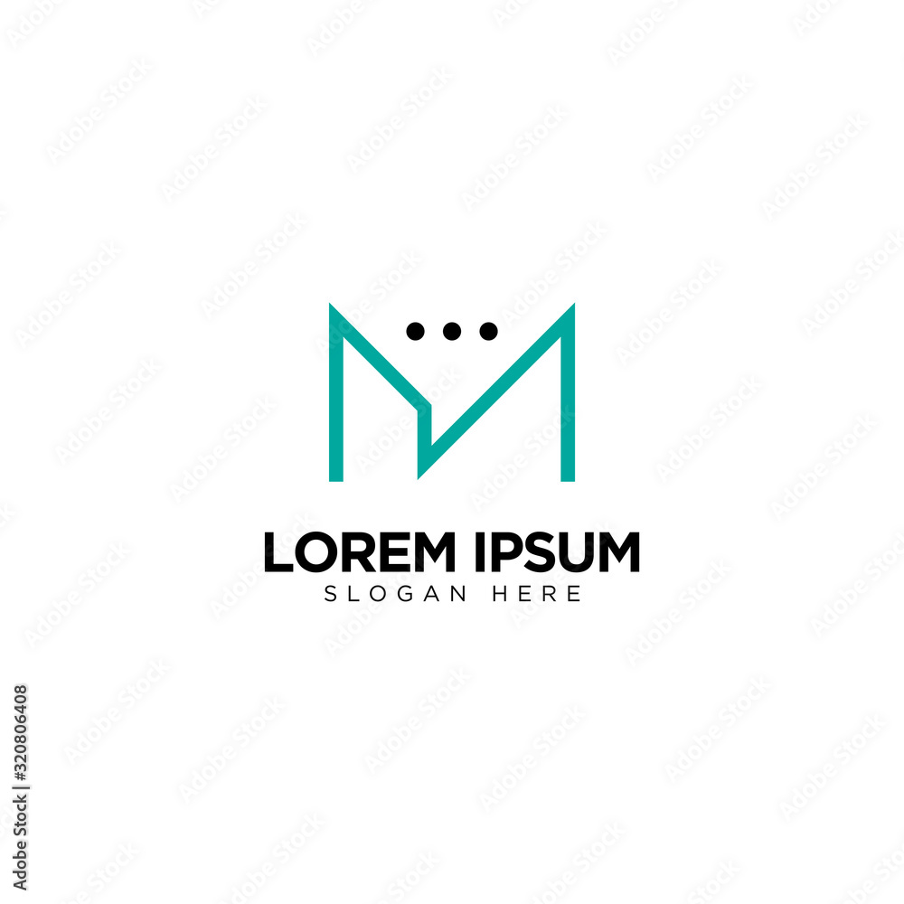 Naklejka premium Letter M Chat Logo Template Vector Design Message Icon