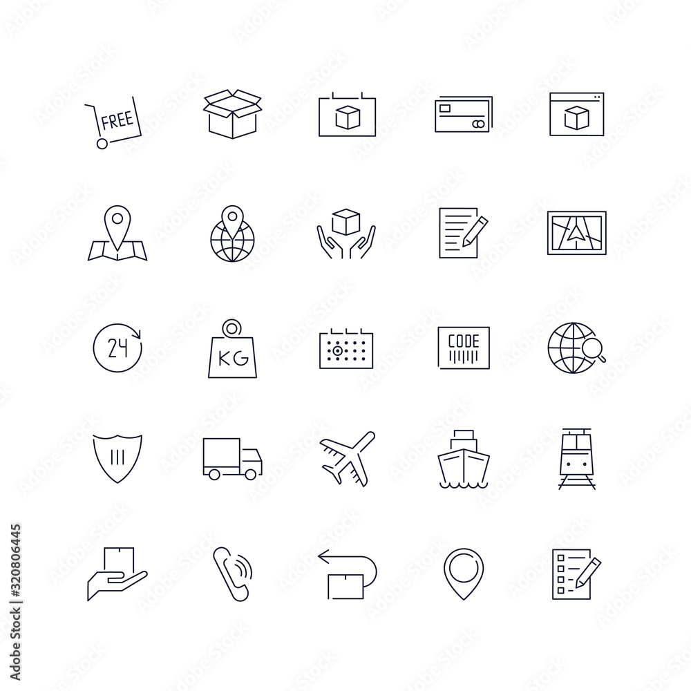 Line icons set. Delivery pack. Vector batch Line icons set. Delivery pack. Vector batch