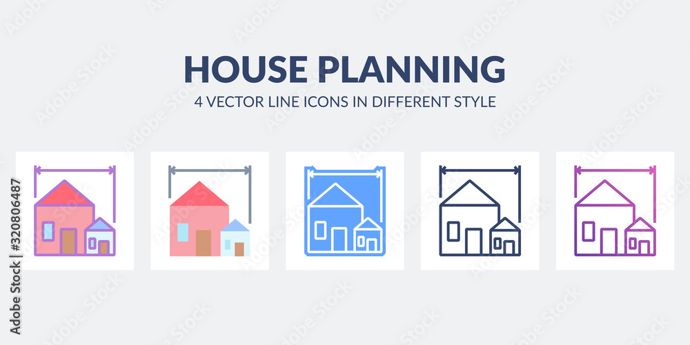 House planning icon in flat, line, glyph, gradient and combined styles. House planning icon in flat, line, glyph, gradient and combined styles.