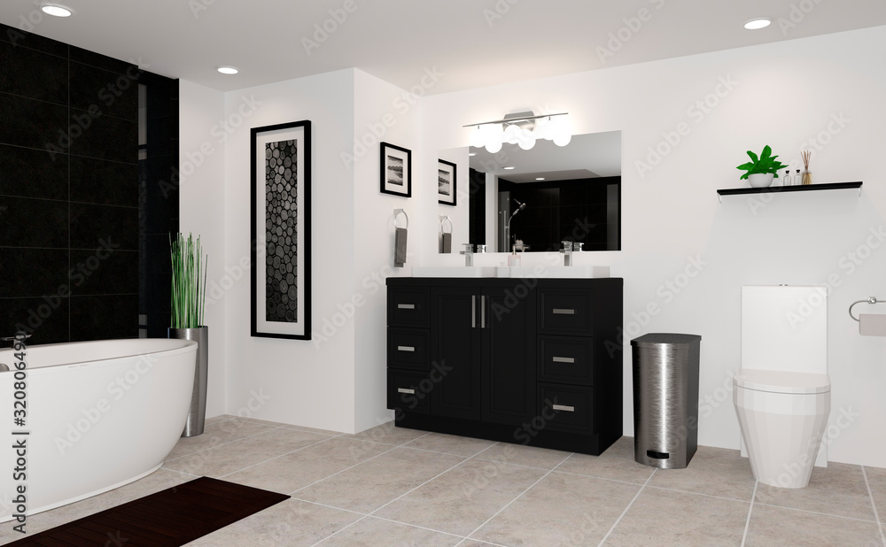 Fototapeta premium 3D Rendering Modern Bathroom