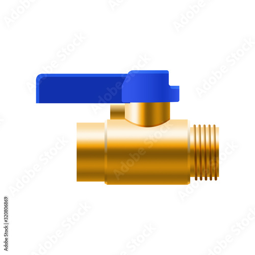 Set valves ball, fittings, pipes of metal bronze, copper piping system