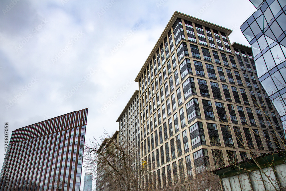 Fototapeta premium New modern architectural development in a historic city district on Khodynsky Field. Moscow, Russia