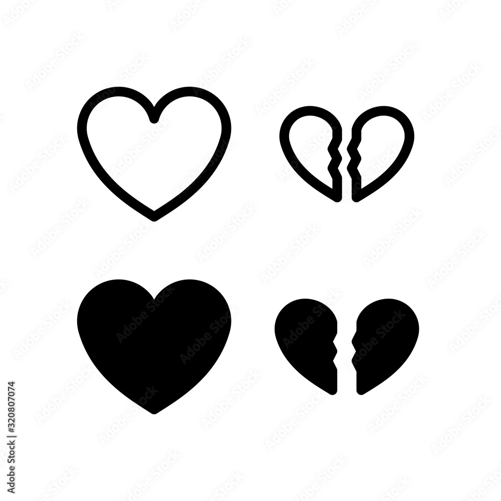 Heart & Break Heart Icon. People Icon Set Vector Logo Symbol.