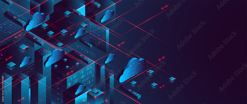 Isometric big data flow processing concept, database. Abstract ...