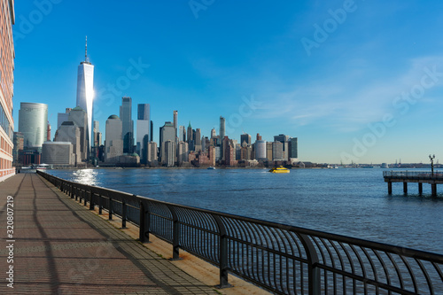 Canvas Print Jersey City Waterfront with the Lower Manhattan New York City Skyline