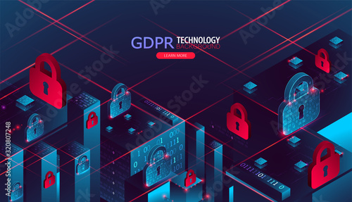 Isometric protection concept. Protect mechanism, system privacy.