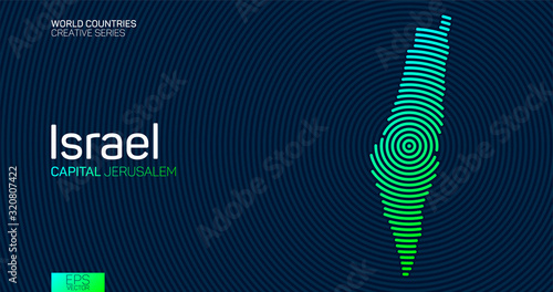 Abstract map of Israel with circle lines