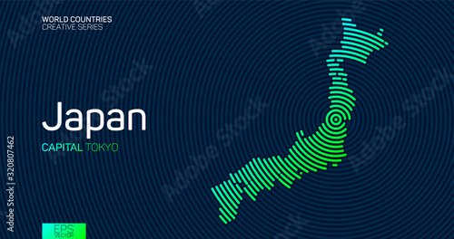 Abstract map of Japan with circle lines
