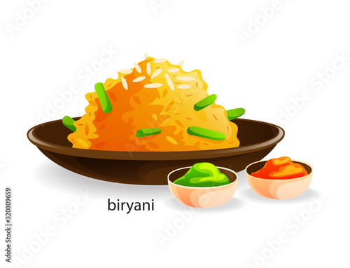 Traditional indian dish biryani the second dish rice and spices