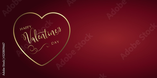 carte ou bandeau happy valentine's day rouge et or