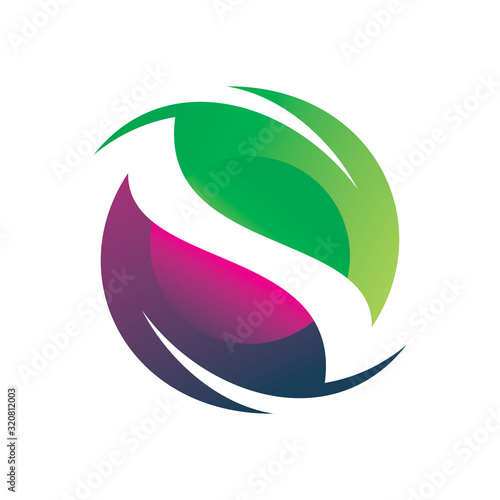 nature balance color leaf green pink purple blue logo design