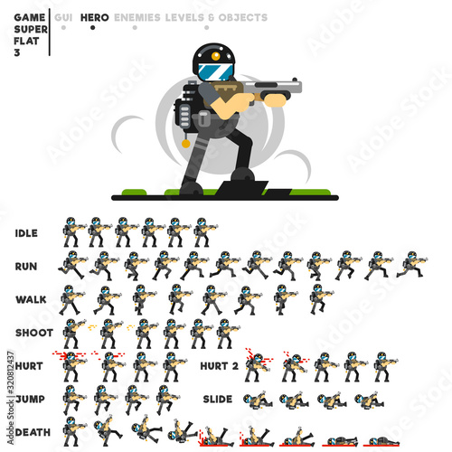 Animation of a special forces guy with a shotgun for creating a video game