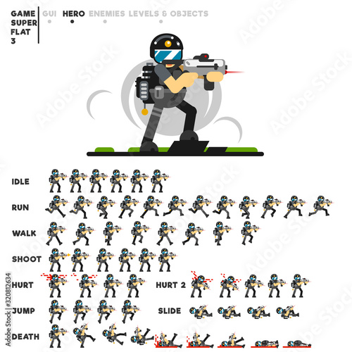Animation of a special forces guy with a rifle for creating a video game