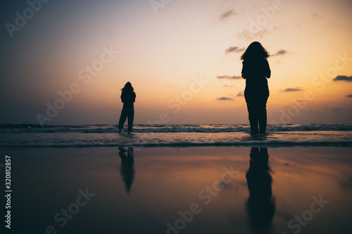 sunset over the tropical beach