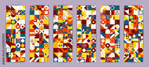 Decorative ornament of geometric shapes. Colorful geometric pattern background