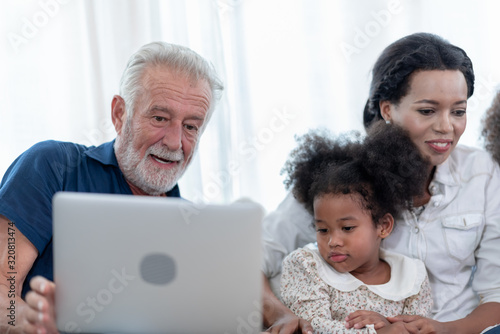 A happy family, grandfather...