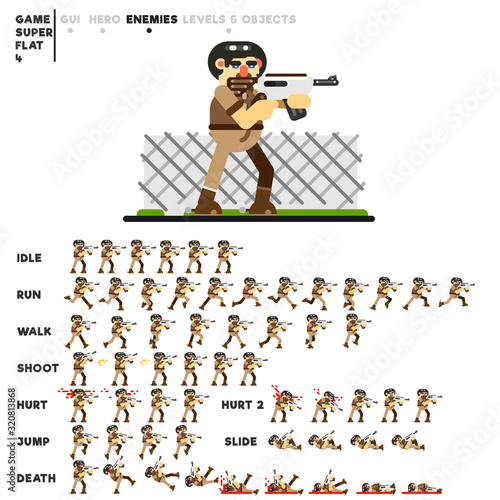 Animation of a man with a rifle for creating a video game