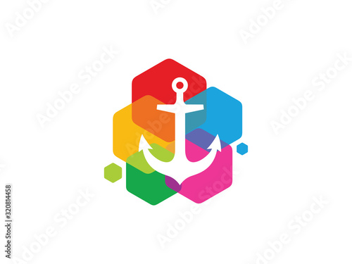 Anchor logo template design, emblem, symbol or icon