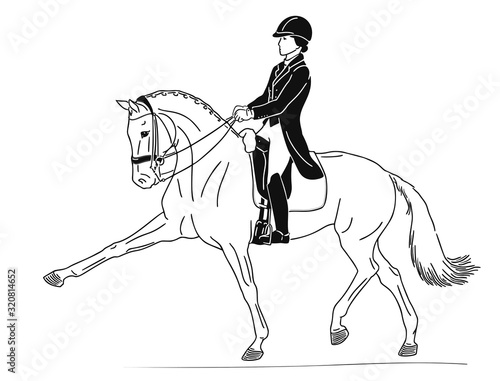 Graphic image of a rider on a horse during the test