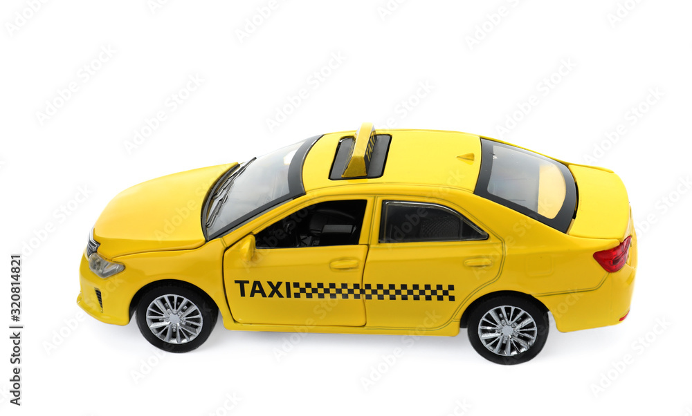 Yellow taxi car model isolated on white Yellow taxi car model isolated on white