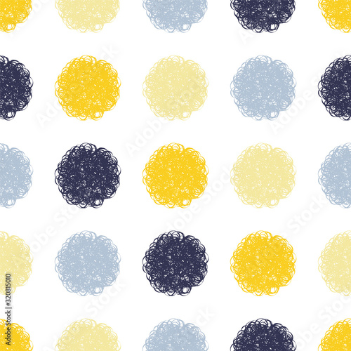 Polka dot doodle geometric vector seamless pattern.
